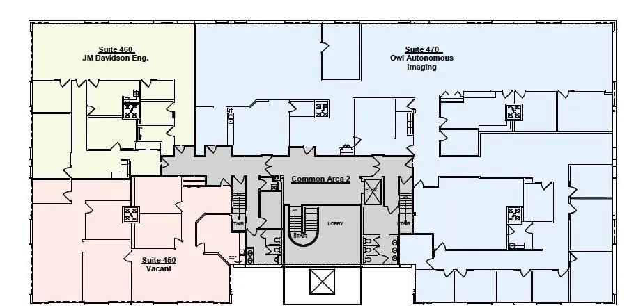Building 400 second floor cropped building footprint plan